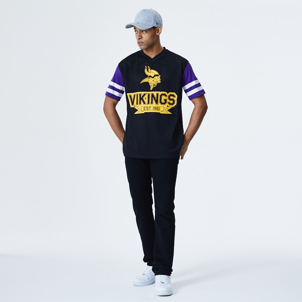Camiseta extragrande Minnesota Vikings con mangas en contraste, negro