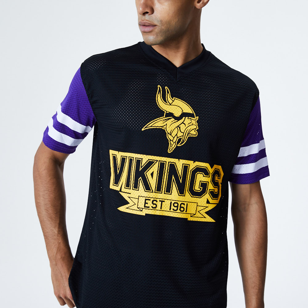T-shirt noir surdimensionné manches contrastées Minnesota Vikings