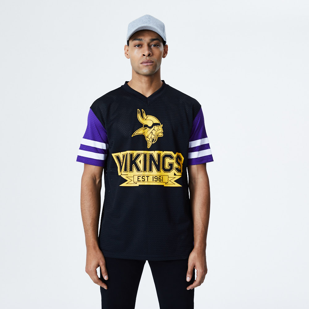 T-shirt oversize Contrast Sleeve dei Minnesota Vikings nera
