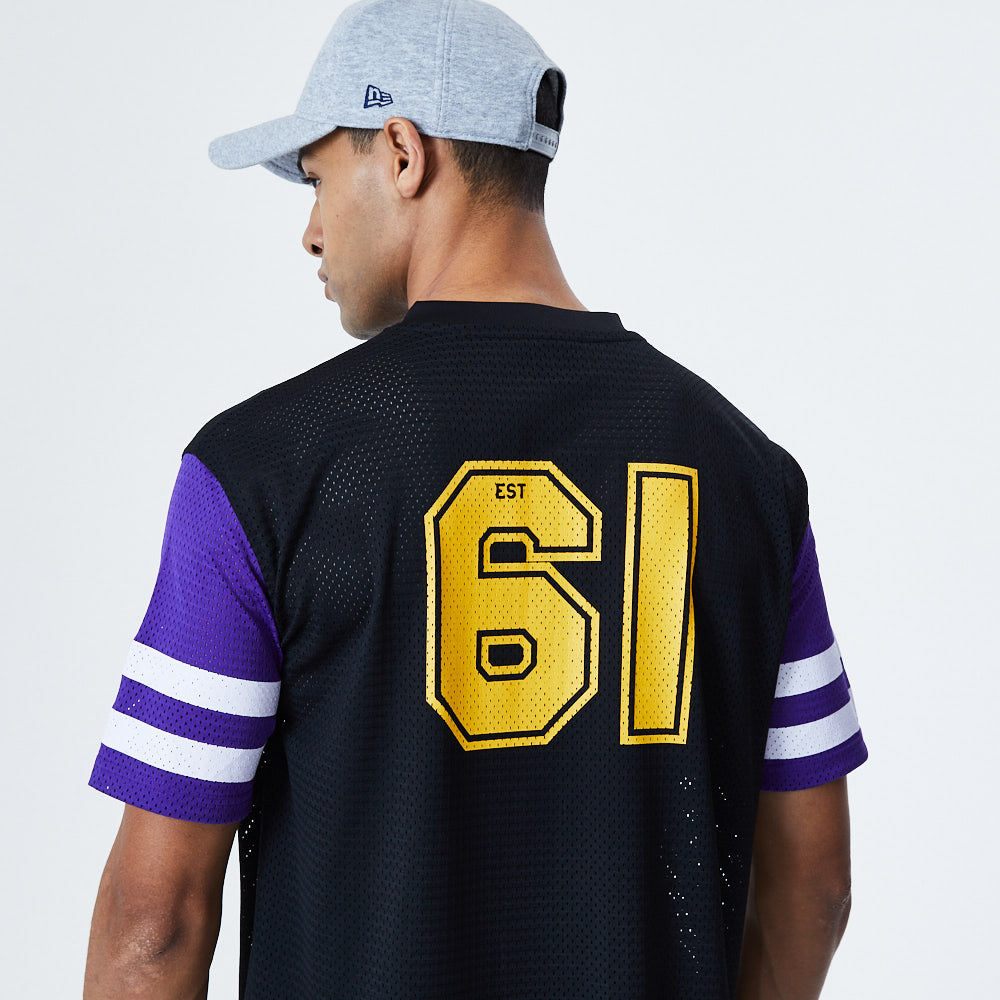T-shirt oversize Contrast Sleeve dei Minnesota Vikings nera