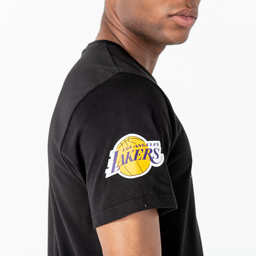 Schwarzes T-Shirt mit falbverlaufendem Los Angeles Lakers Schriftzug