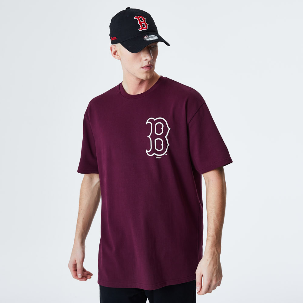T-shirt rouge surdimensionné gros logo Boston Red Sox