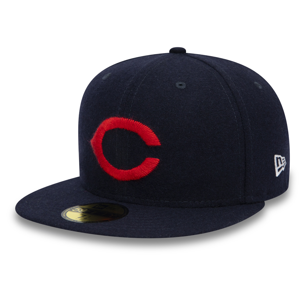 Cleveland Indians – Marineblaue 59FIFTY-Kappe „Cooperstown“ in Flanell