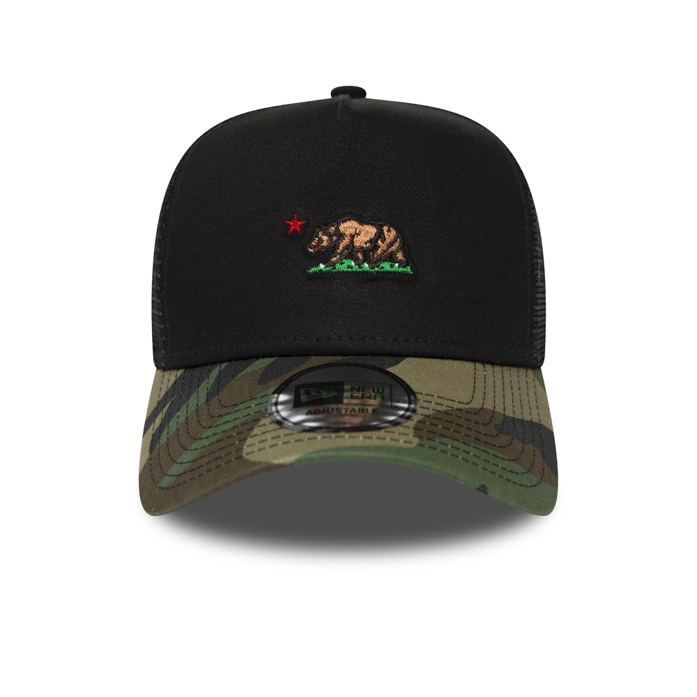Cappellino Trucker A-Frame New Era Camo California Bear nero