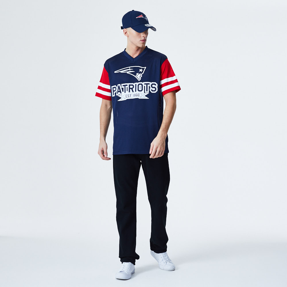T-shirt oversize Contrast Sleeve dei New England Patriots blu