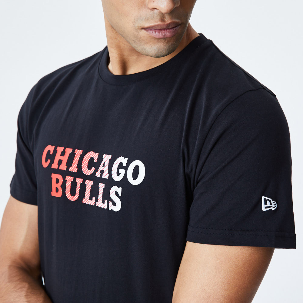 T-shirt Gradient Wordmark dei Chicago Bulls nera