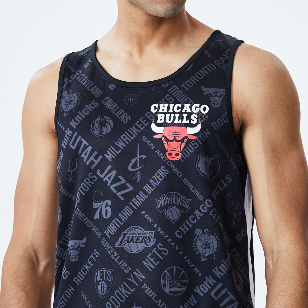 Camiseta sin mangas Chicago Bulls con estampado, negro