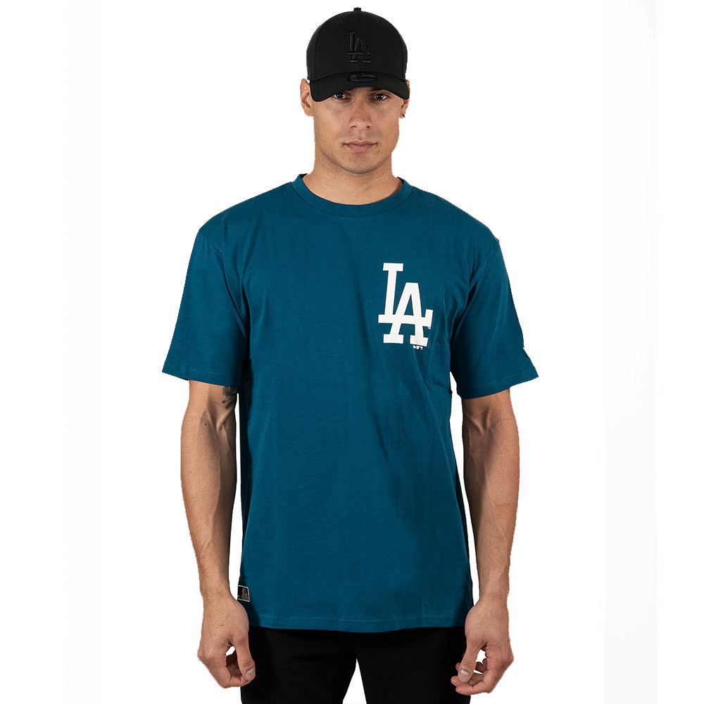 Gran logotipo de los Dodgers de Los Ángeles Camiseta azul de gran tamaño