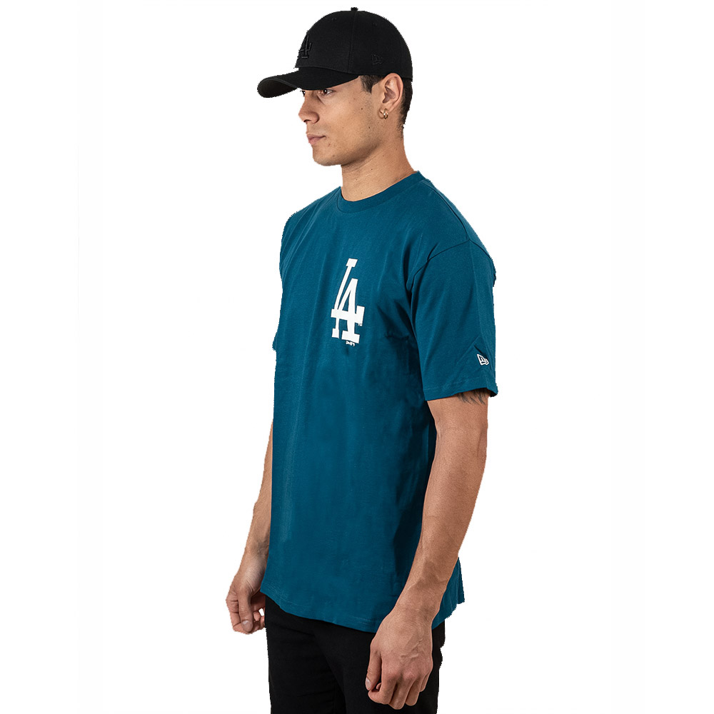 Gran logotipo de los Dodgers de Los Ángeles Camiseta azul de gran tamaño