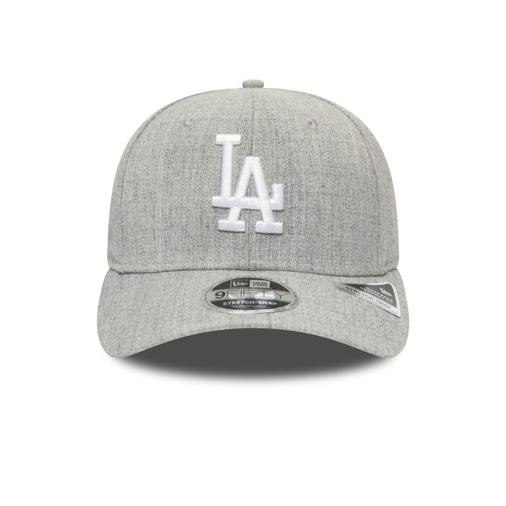 Los Angeles Dodgers „Heather Base“ elastische 9FIFTY-Kappe in Grau mit Clipverschluss