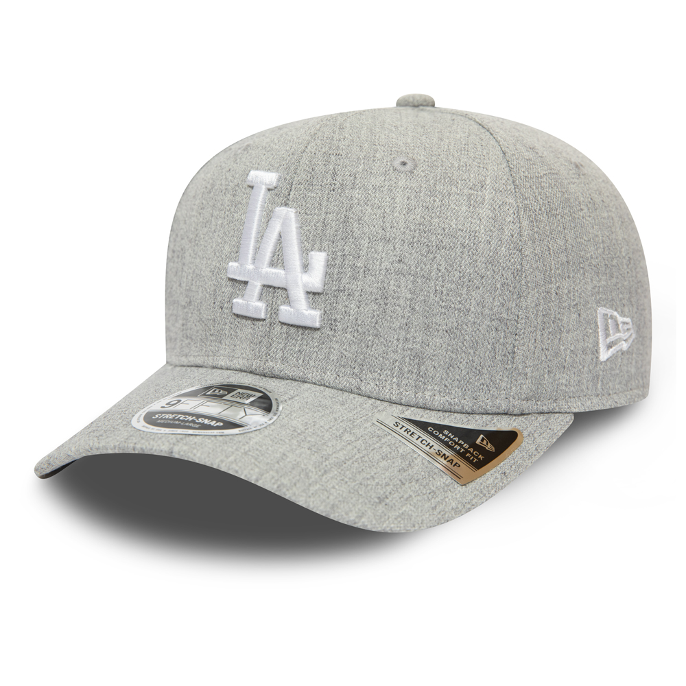 Los Angeles Dodgers „Heather Base“ elastische 9FIFTY-Kappe in Grau mit Clipverschluss