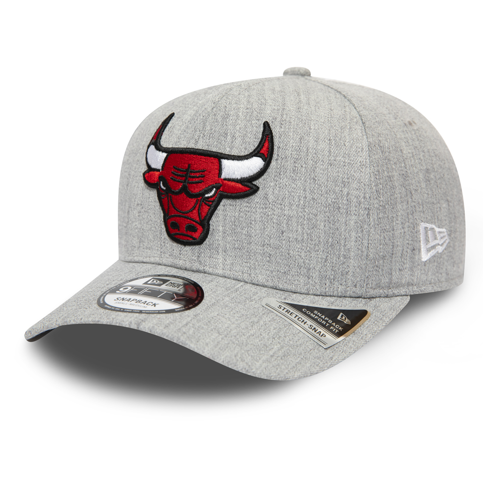 Chicago Bulls „Heather Base“ elastische 9FIFTY-Kappe in Grau mit Clipverschluss