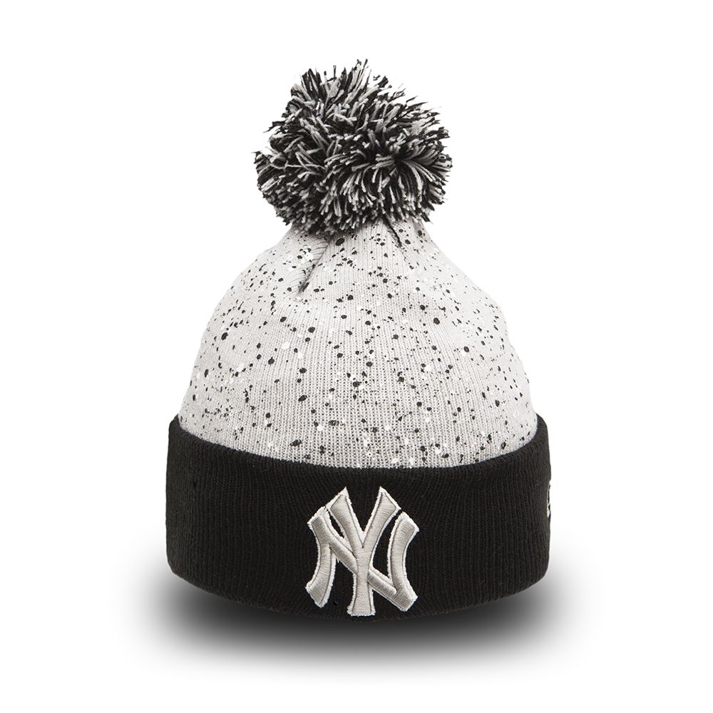 Bonnet à pompon New York Yankees gris