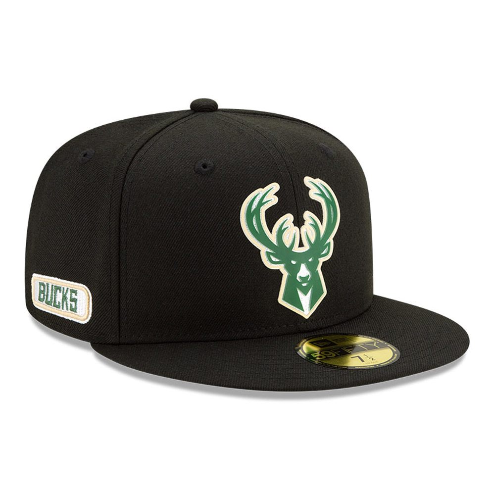 Cappellino 59FIFTY con metà posteriore nera dei Milwaukee Bucks