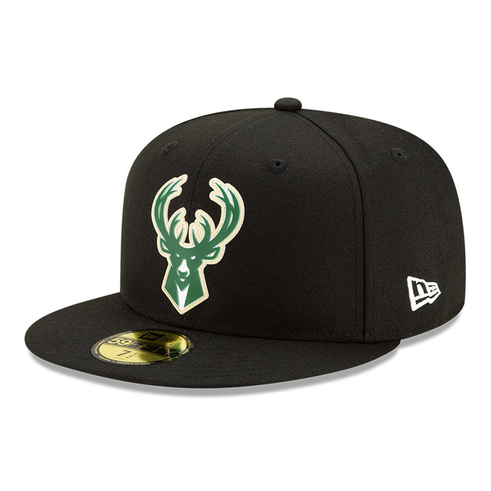 Cappellino 59FIFTY con metà posteriore nera dei Milwaukee Bucks