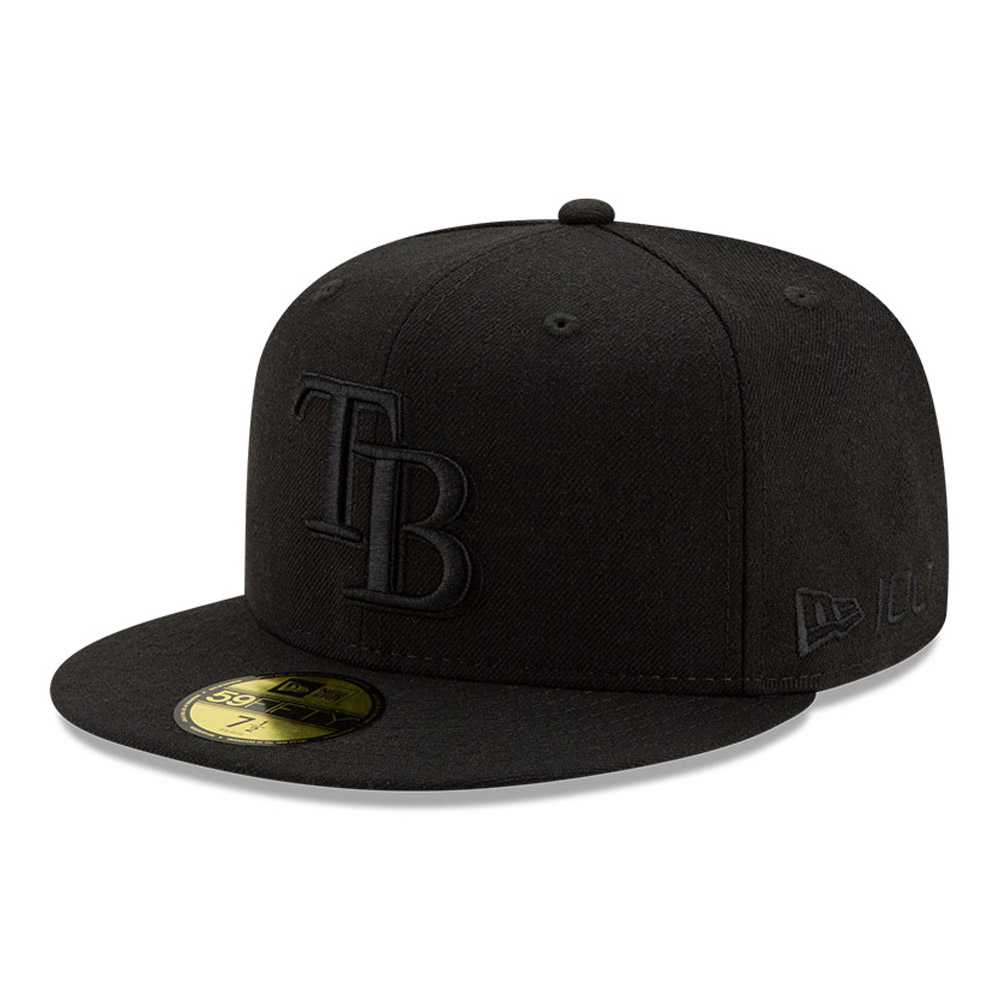 Tampa Bay Rays 100 Jahre Black on Black 59FIFTY-Kappe
