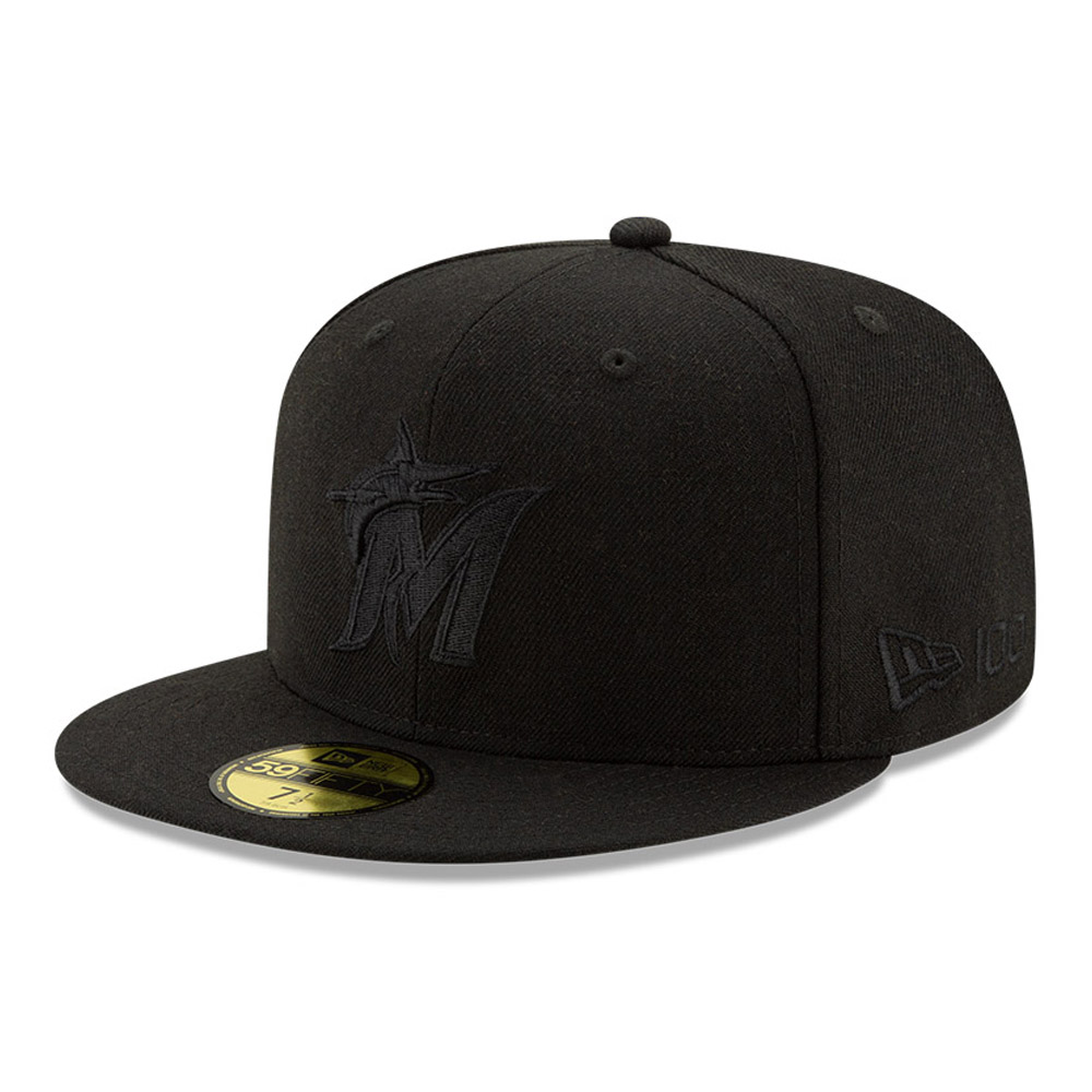 Miami Marlins 100 Years Black on Black 59FIFTY Cap