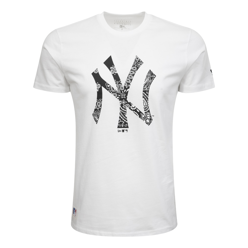 New York Yankees – T-Shirt in Weiß mit Paisley-Logoprint