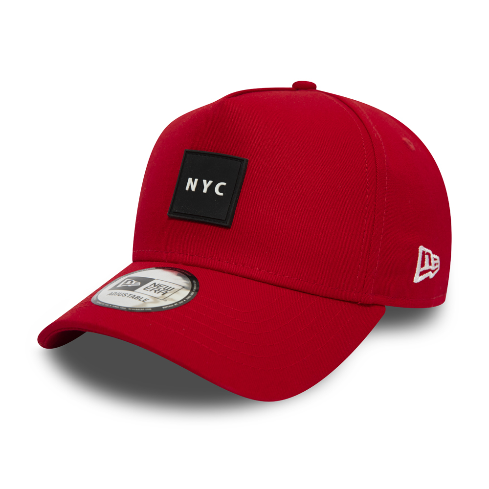 NEW ERA – Trucker-Kappe mit A-Rahmen und NYC-Aufnäher aus Gummi – Rot