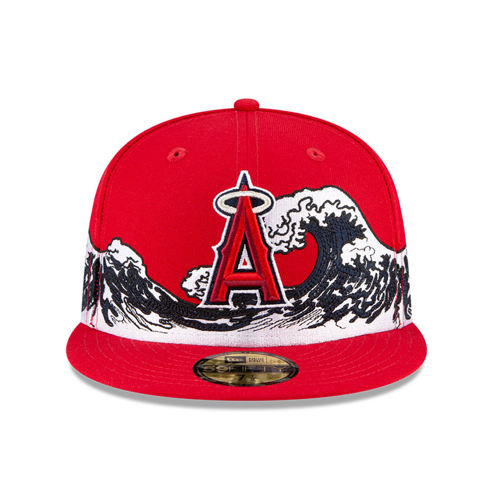 Anaheim Angels MLB Wave Red 59FIFTY Fitted Cap