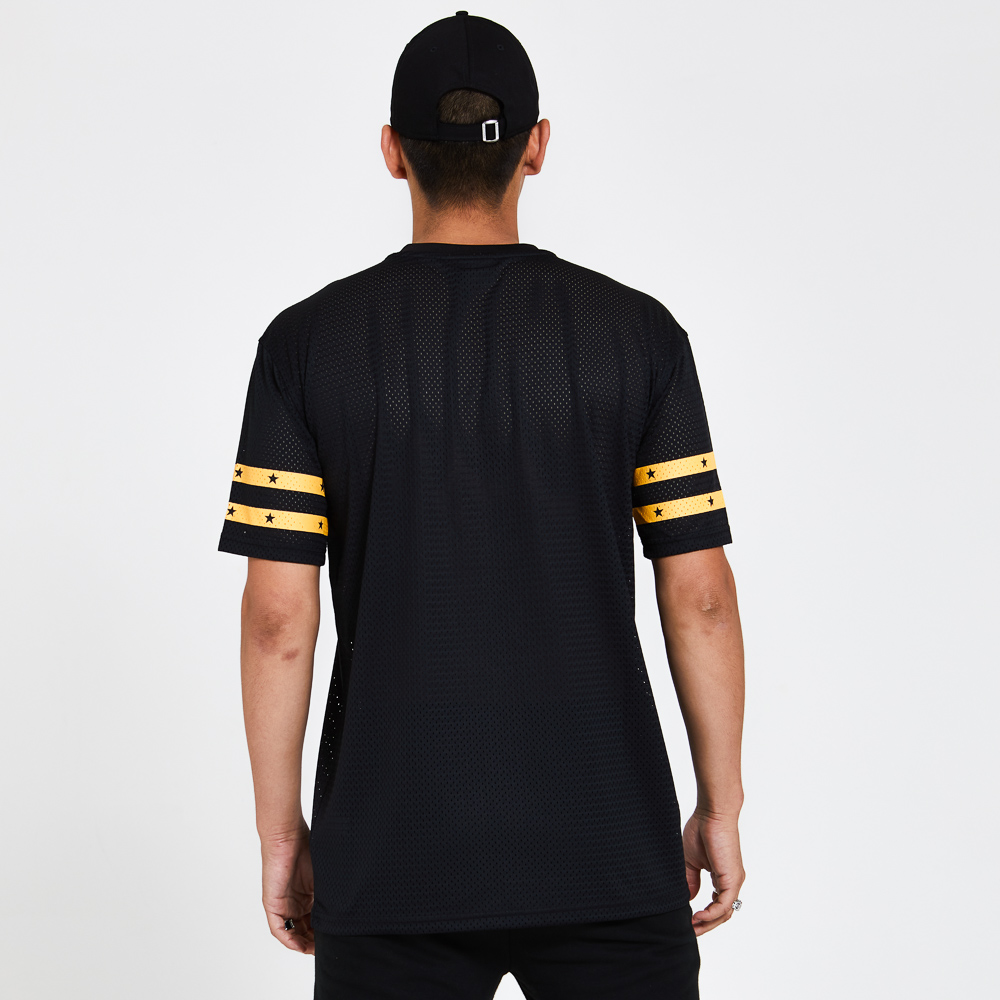 T-shirt noir surdimensionné en mailles des Pittsburgh Steelers