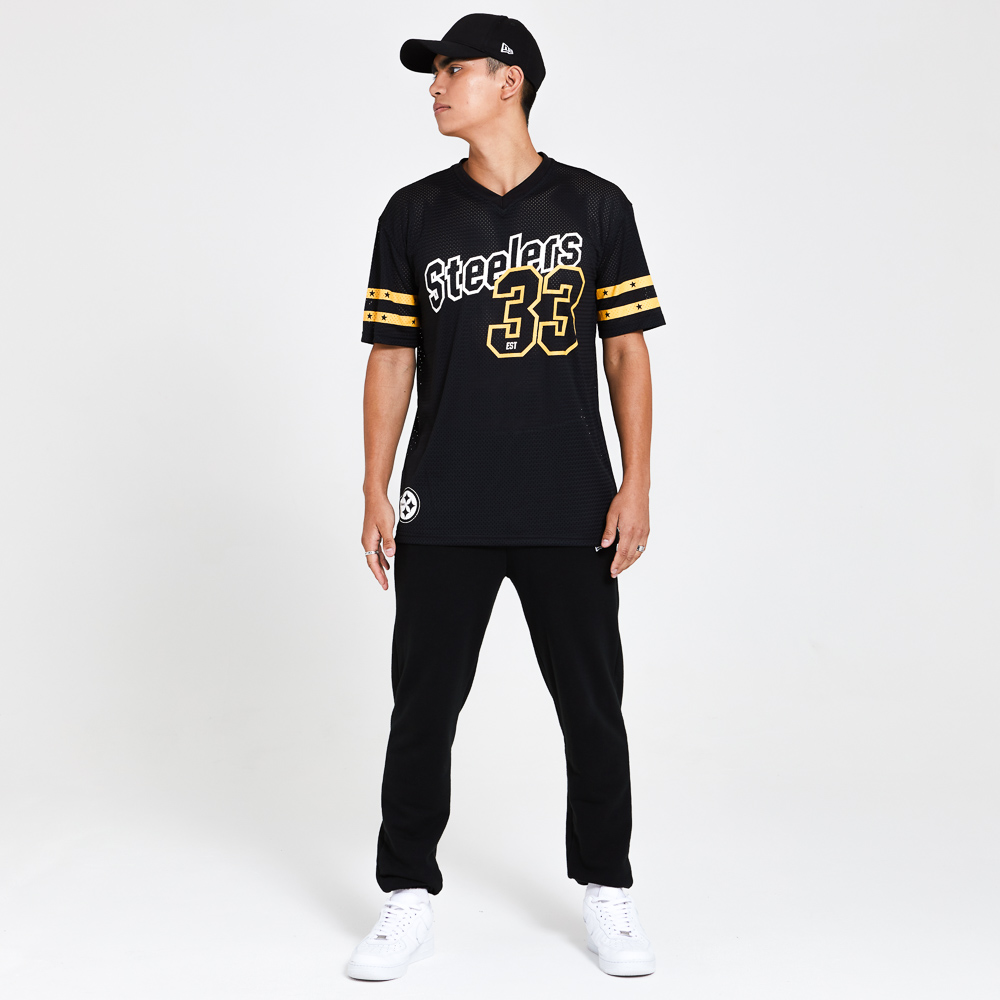 Pittsburgh Steelers – Oversized T-Shirt aus Netzstoff – Schwarz