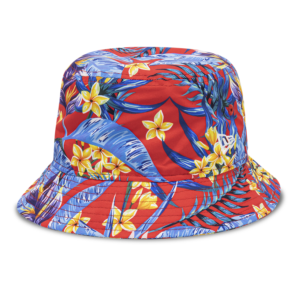 Cappello da pescatore New Era rosso con stampa floreale all-over