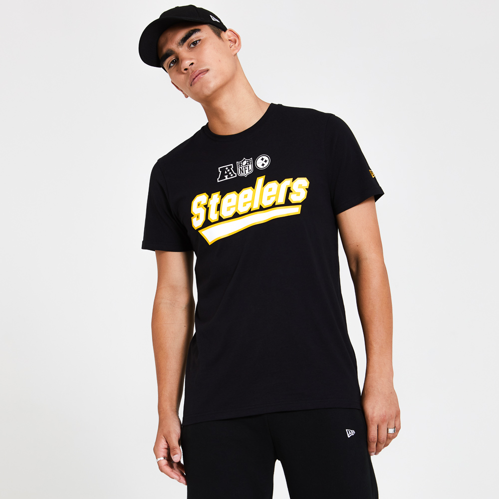 Pittsburgh Steelers – T-Shirt mit Schriftzug – Schwarz