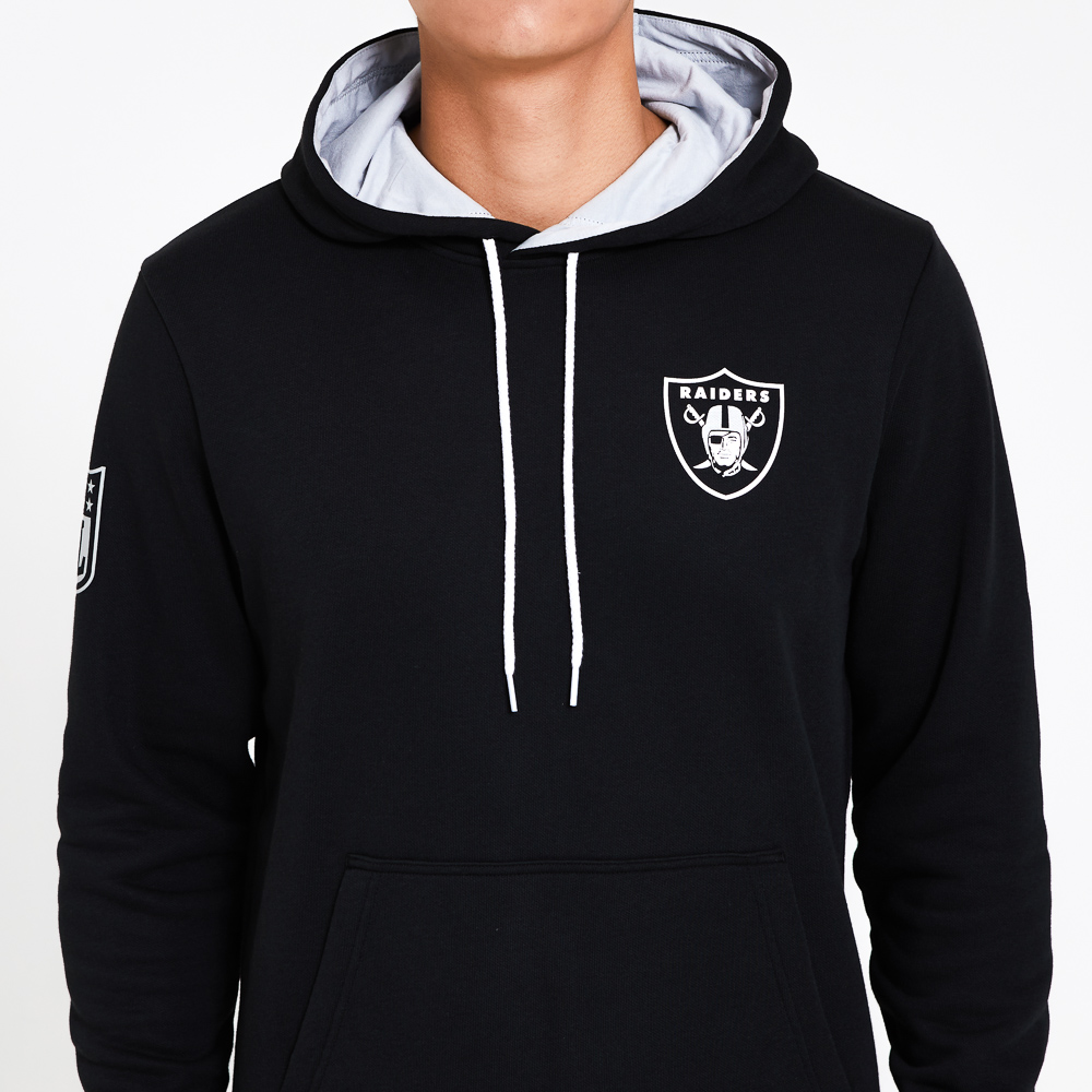 Oakland Raiders – Hoodie in Schwarz mit Kordelzug und Logo
