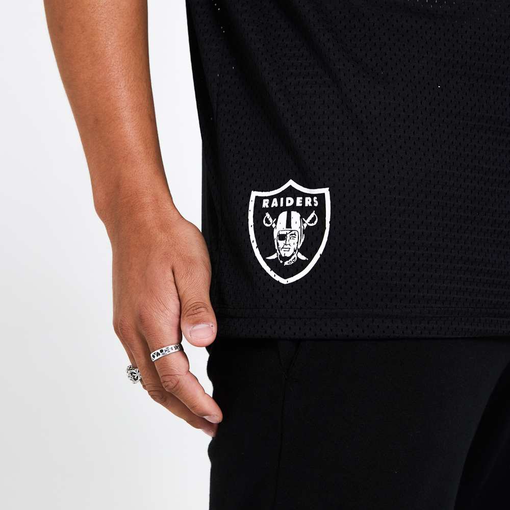 T-shirt noir surdimensionné en mailles des Oakland Raiders