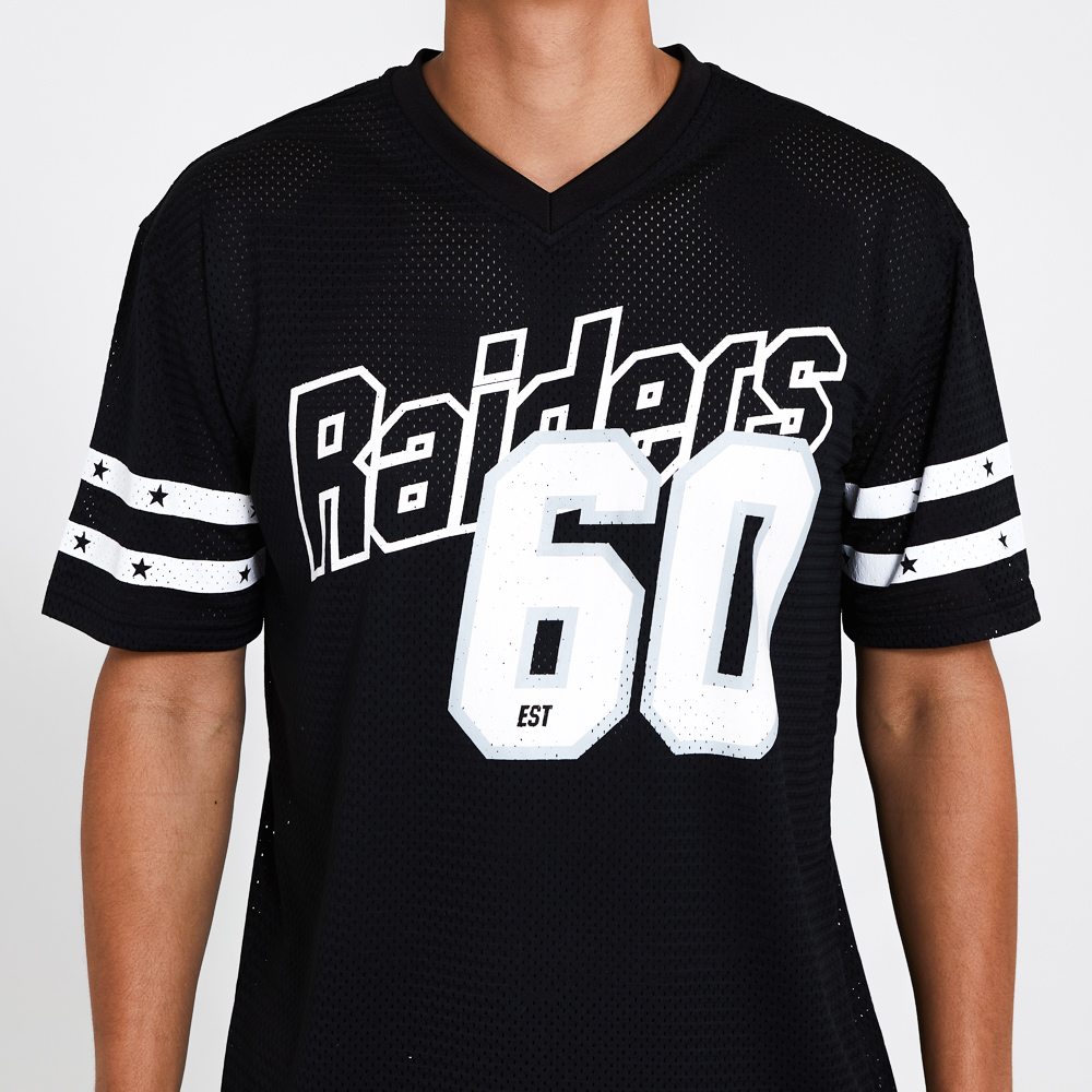 Oakland Raiders – Oversized-T-Shirt aus Netzstoff in Schwarz