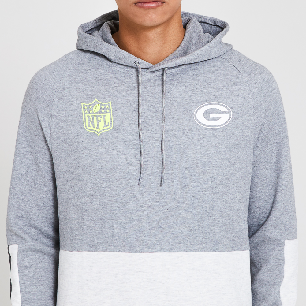 Green Bay Packers Colour Block Grey Hoodie