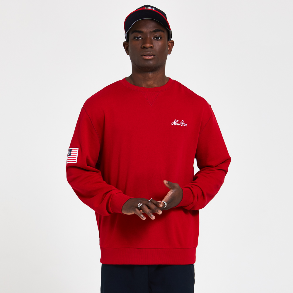 New Era – Sweatshirt mit Schriftzugfeld – Rot