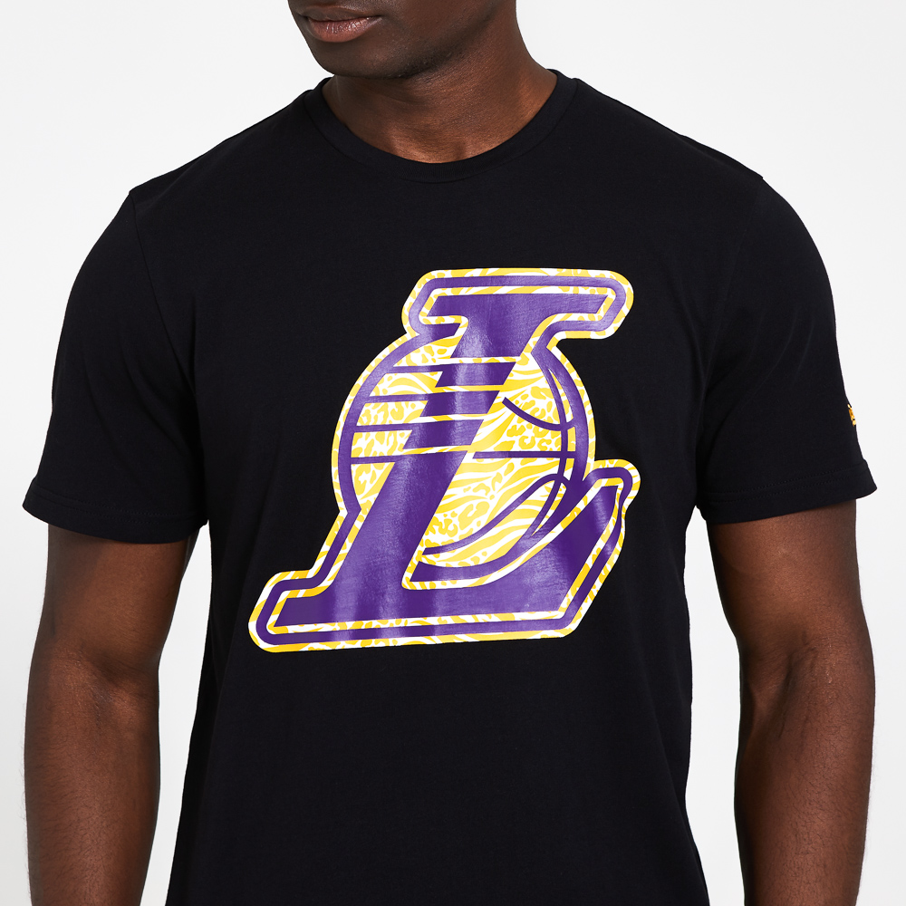 Los Angeles Lakers – T-Shirt mit ausgefülltem Logo – Schwarz