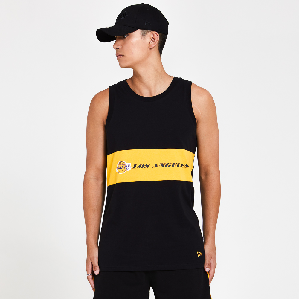 Camiseta sin mangas Los Angeles Lakers Yellow Block, negro