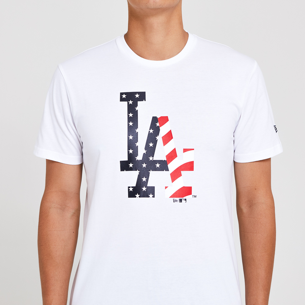 Logotipo de los Dodgers de Los Ángeles Relleno Camiseta Blanca