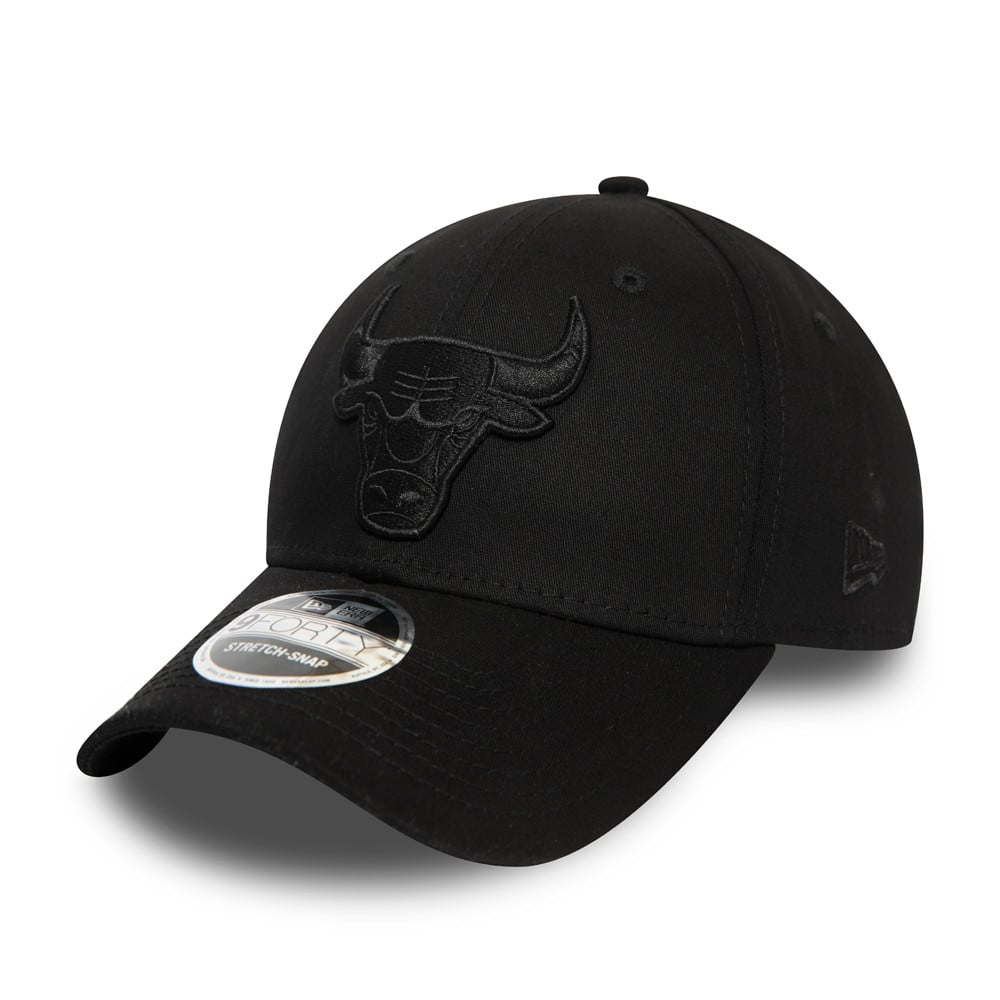 Casquette 9FORTY Stretch Snap Chicago Bulls, noir intégral