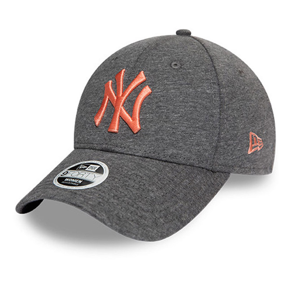 New York Yankees – 9FORTY-Damenkappe mit pinkfarbenem Logo – Grau