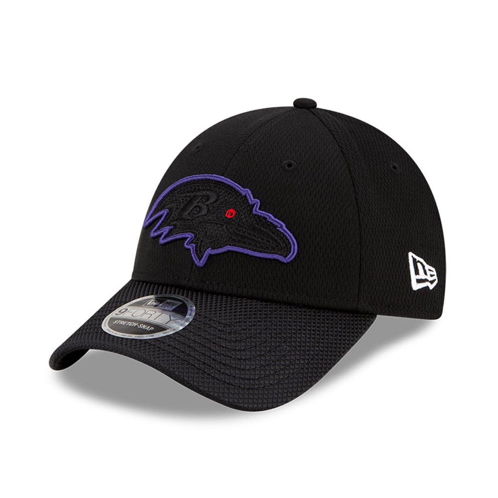 Baltimore Ravens NFL Sideline Road Schwarz 9FORTY Stretch Snap Cap
