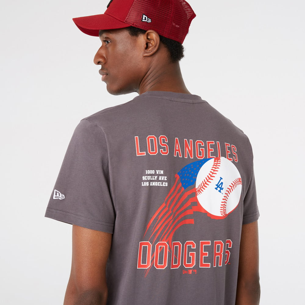 T-shirt gris graphique de baseball des Dodgers de Los Angeles