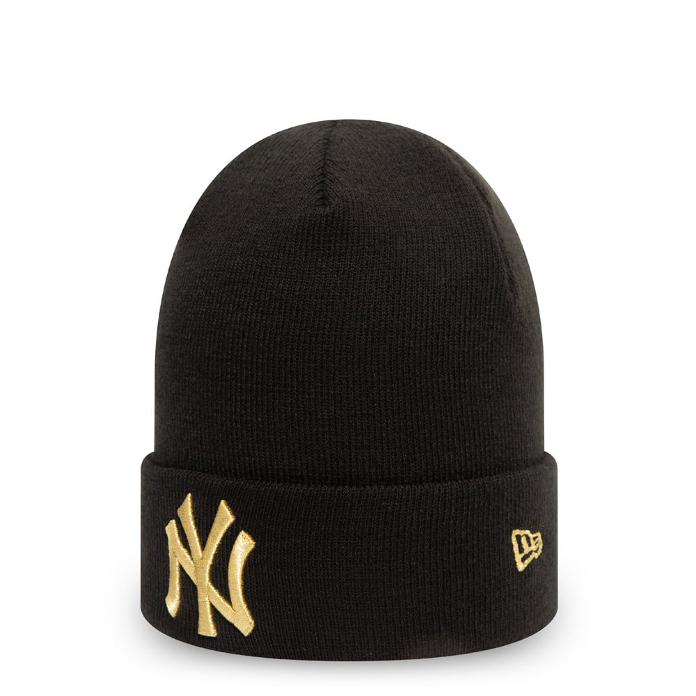 New York Yankees Metallic Womens Black Cuff Bonnet Chapeau