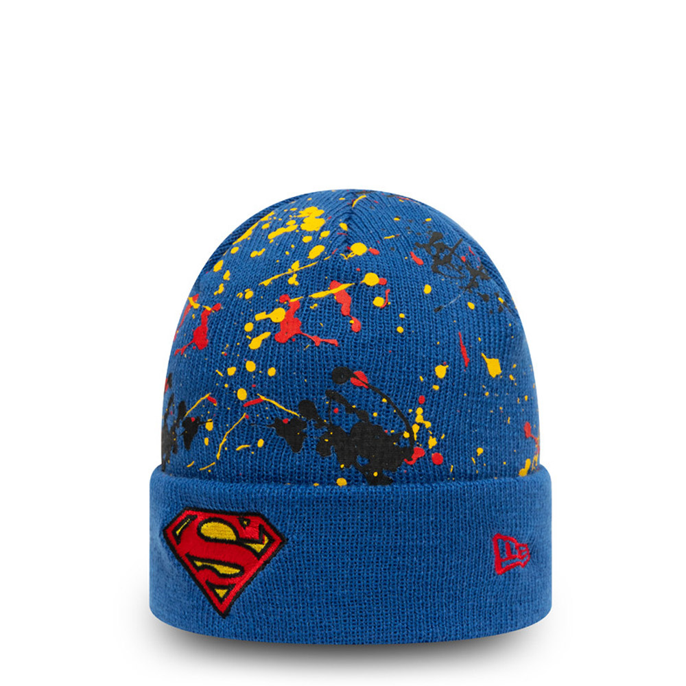 Superman Personaje Pintura Splat Niños Blue Cuff Beanie Sombrero