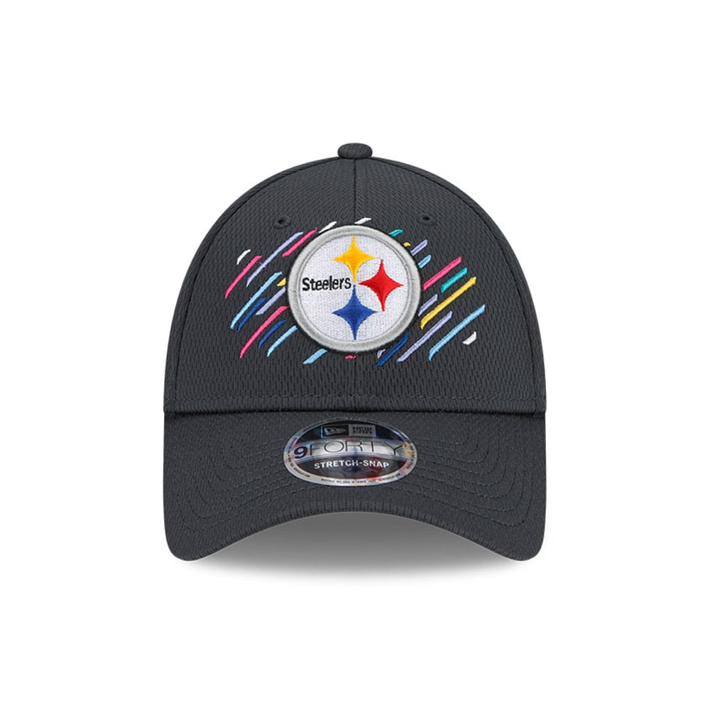 Pittsburgh Steelers Crucial Catch Grey 9FORTY Stretch Snap Cap