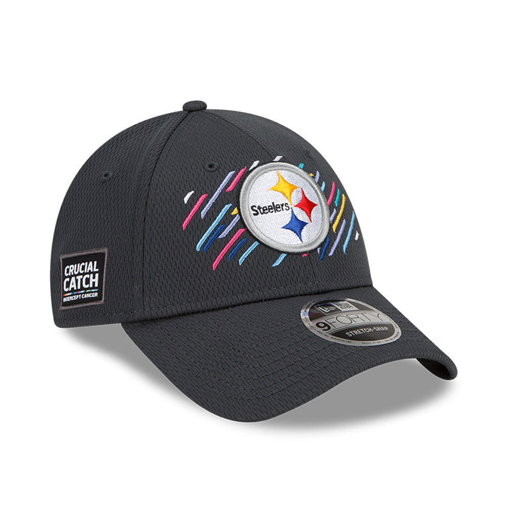 Pittsburgh Steelers Crucial Catch Grey 9FORTY Stretch Snap Cap