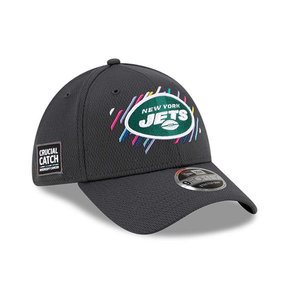 New York Jets Crucial Catch Grey 9FORTY Stretch Snap Cap