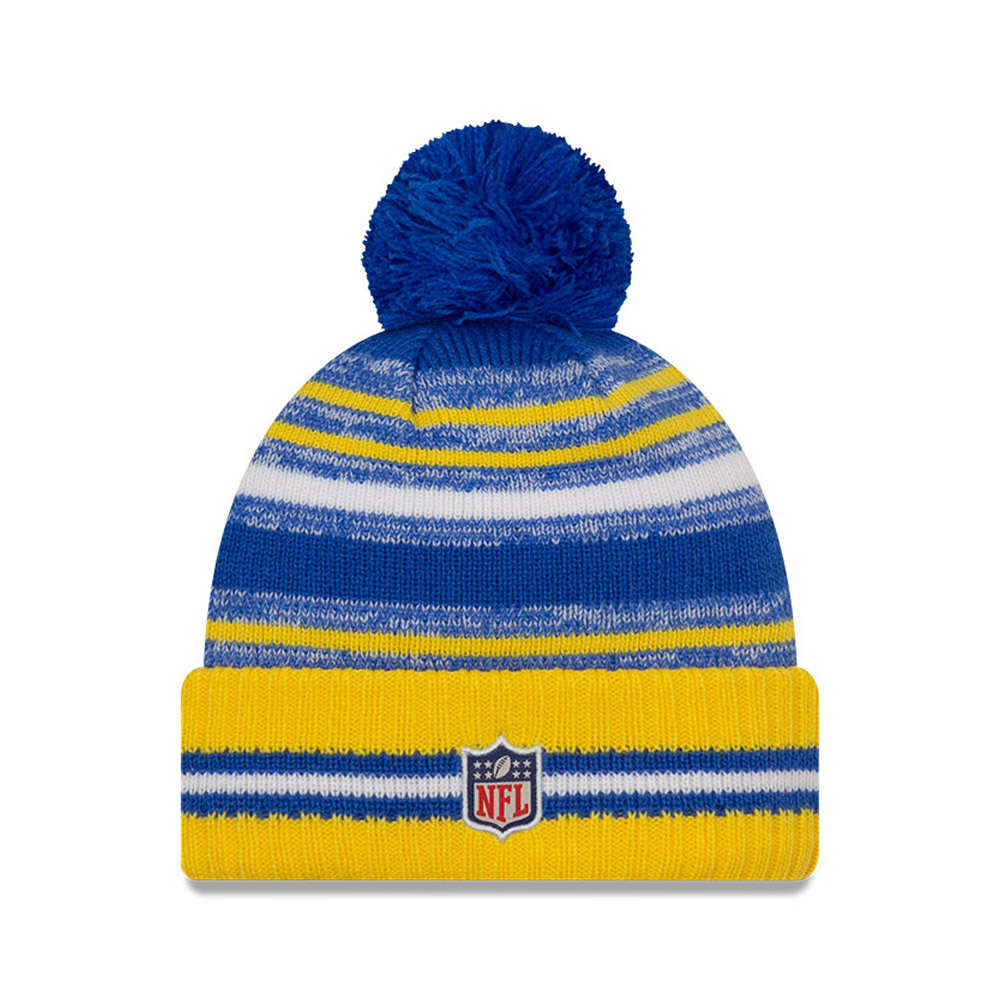 LA Rams NFL Sideline Blue Bobble Beanie Hat