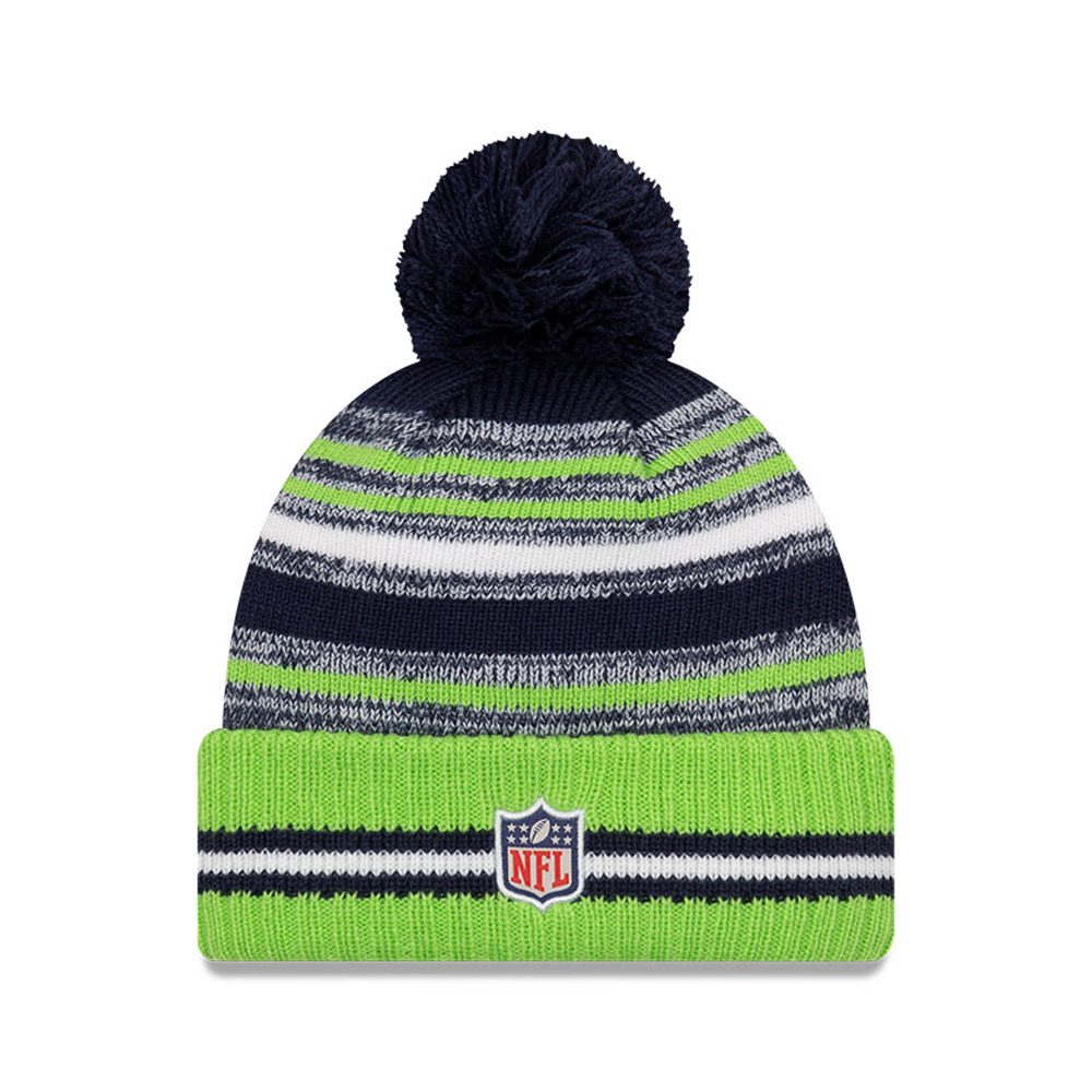 Seattle Seahawks NFL Sideline Green Bobble Beanie Hat