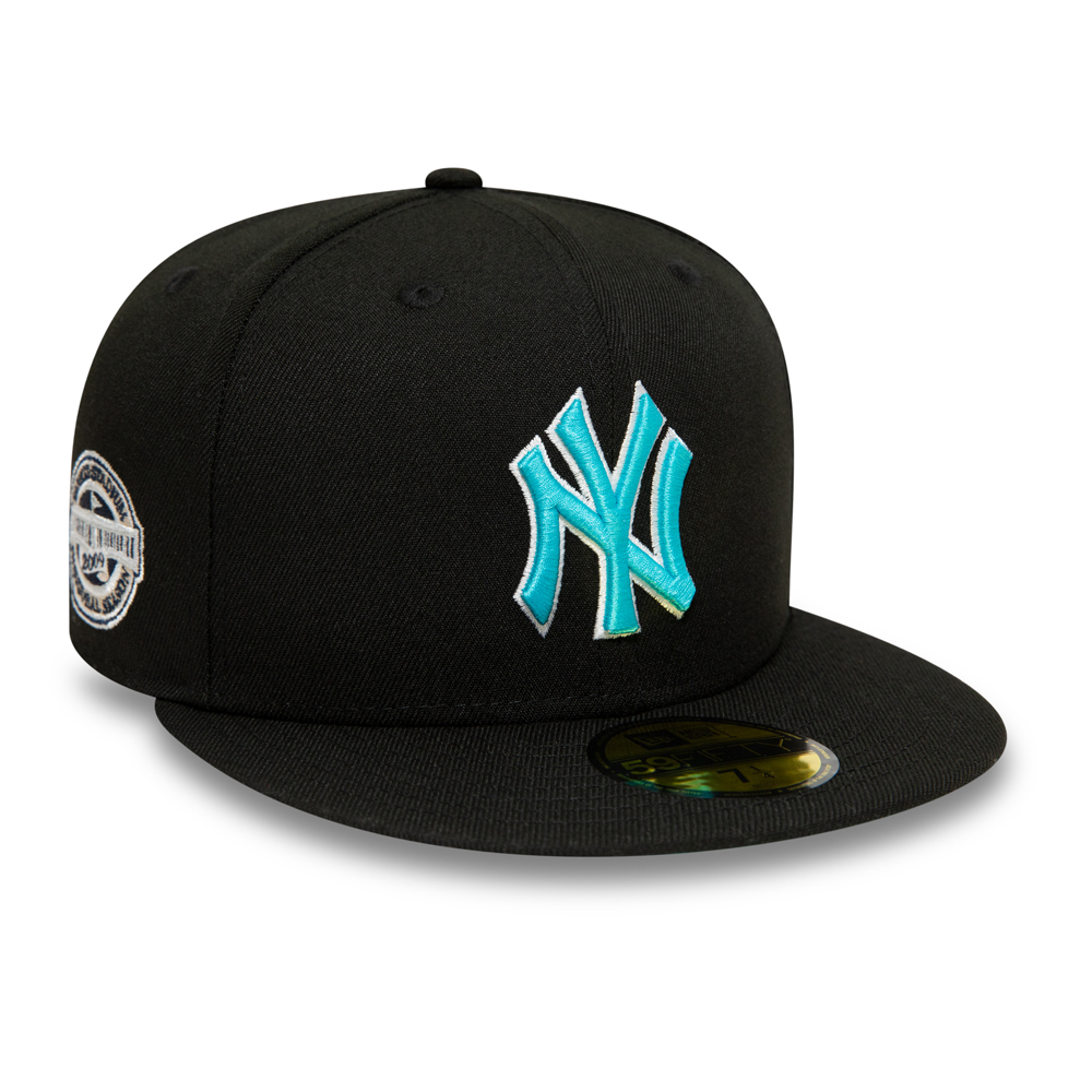 black and blue fitted hat