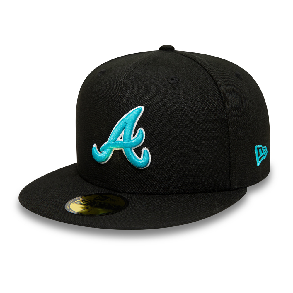 Atlanta Braves Blue Logo Black 59FIFTY Fitted Cap