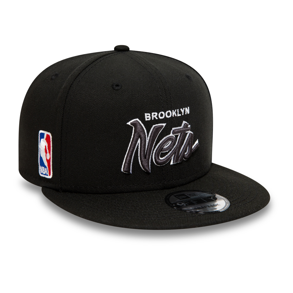 Brooklyn Nets NBA Script Up Black 9FIFTY Snapback Cap